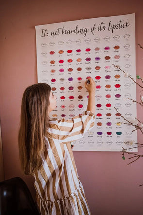 XL Size with 120 Swatch Spots - The Swatch Chart in "It's Not Hoarding If It's Lipsticks" Canvas Poster